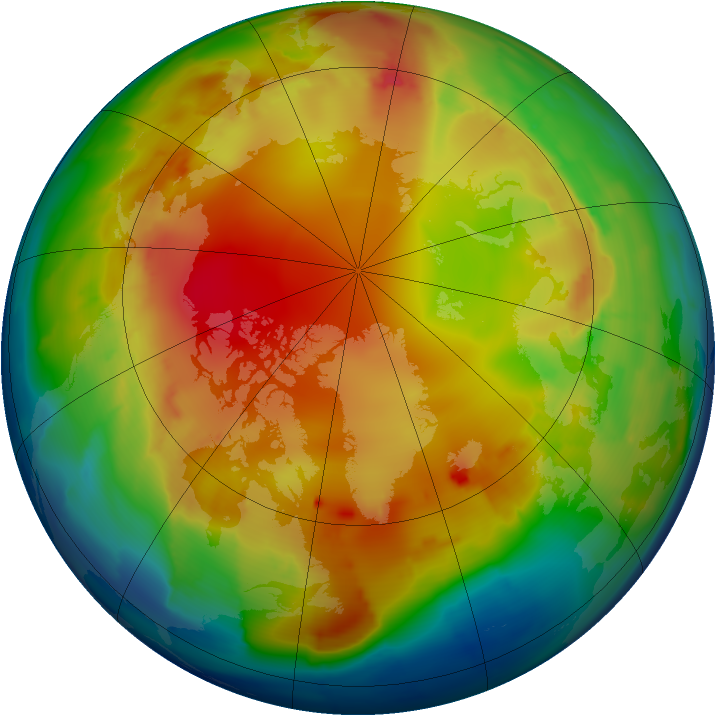 Arctic ozone map for 25 January 2013